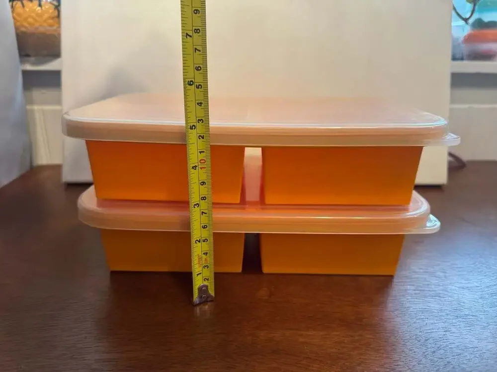 2 Pack Silicone Soup Freezer Containers with Lids 4 Compartment Food Storage Con